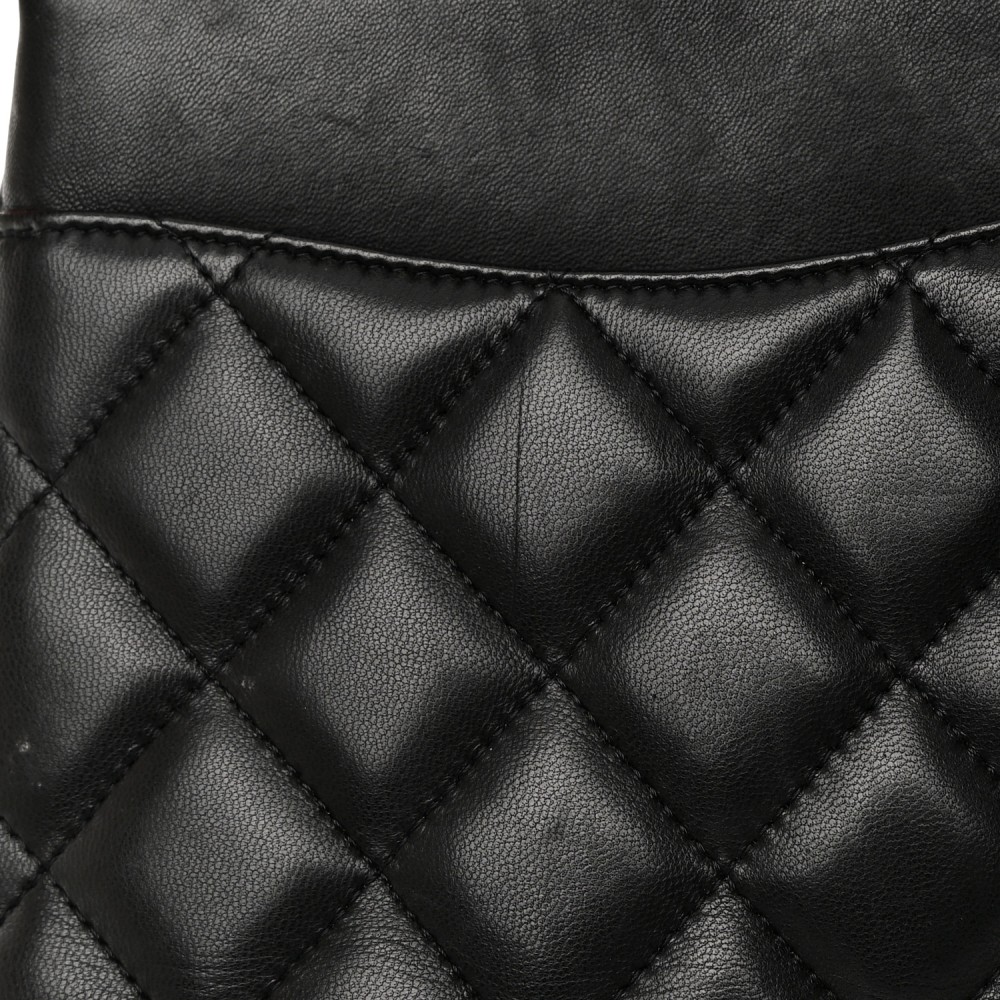 Lambskin Quilted Jumbo Double Flap Black