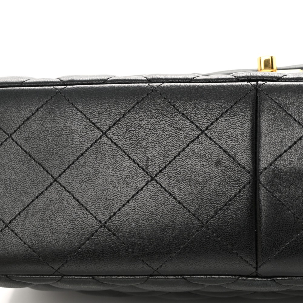 Lambskin Quilted Jumbo Double Flap Black