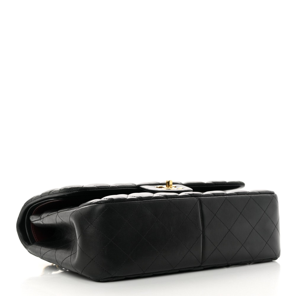 Lambskin Quilted Jumbo Double Flap Black