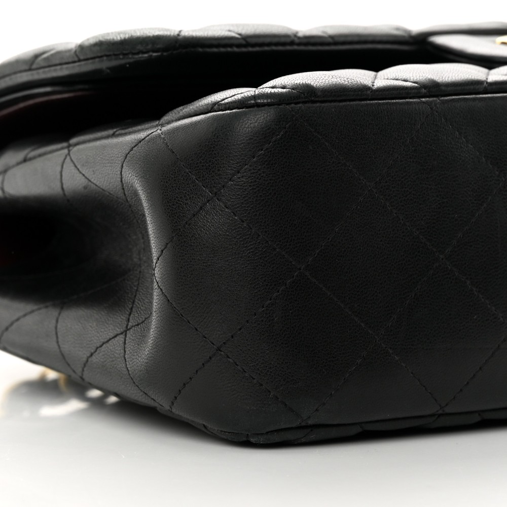 Lambskin Quilted Jumbo Double Flap Black