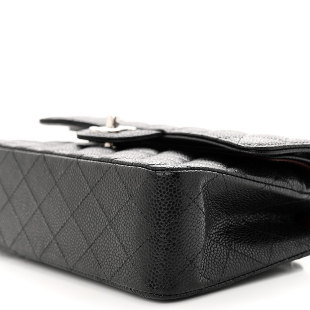 Caviar Quilted Small Double Flap Black