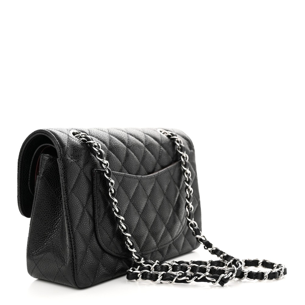 Caviar Quilted Small Double Flap Black