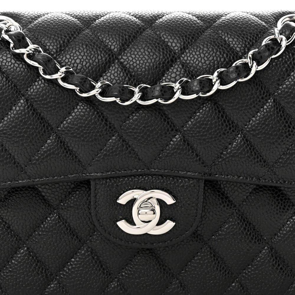 Caviar Quilted Small Double Flap Black