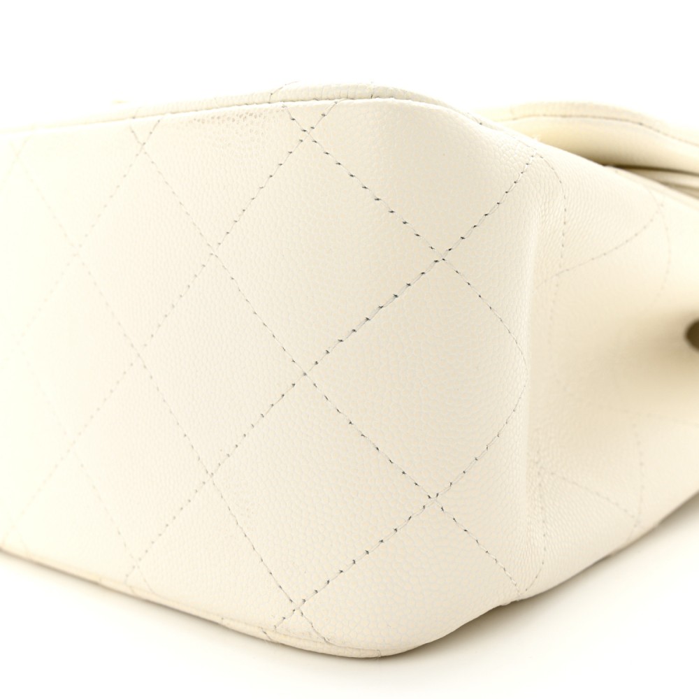 Caviar Quilted Jumbo Double Flap White