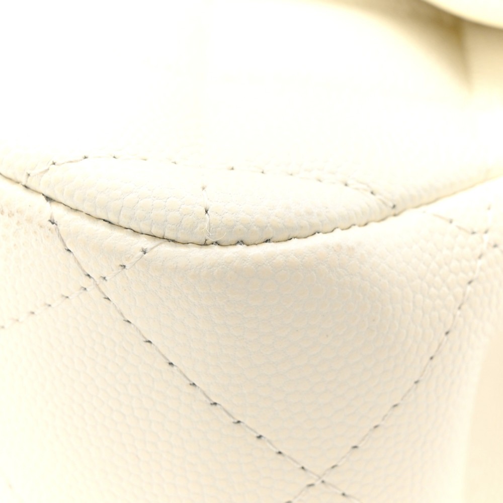 Caviar Quilted Jumbo Double Flap White