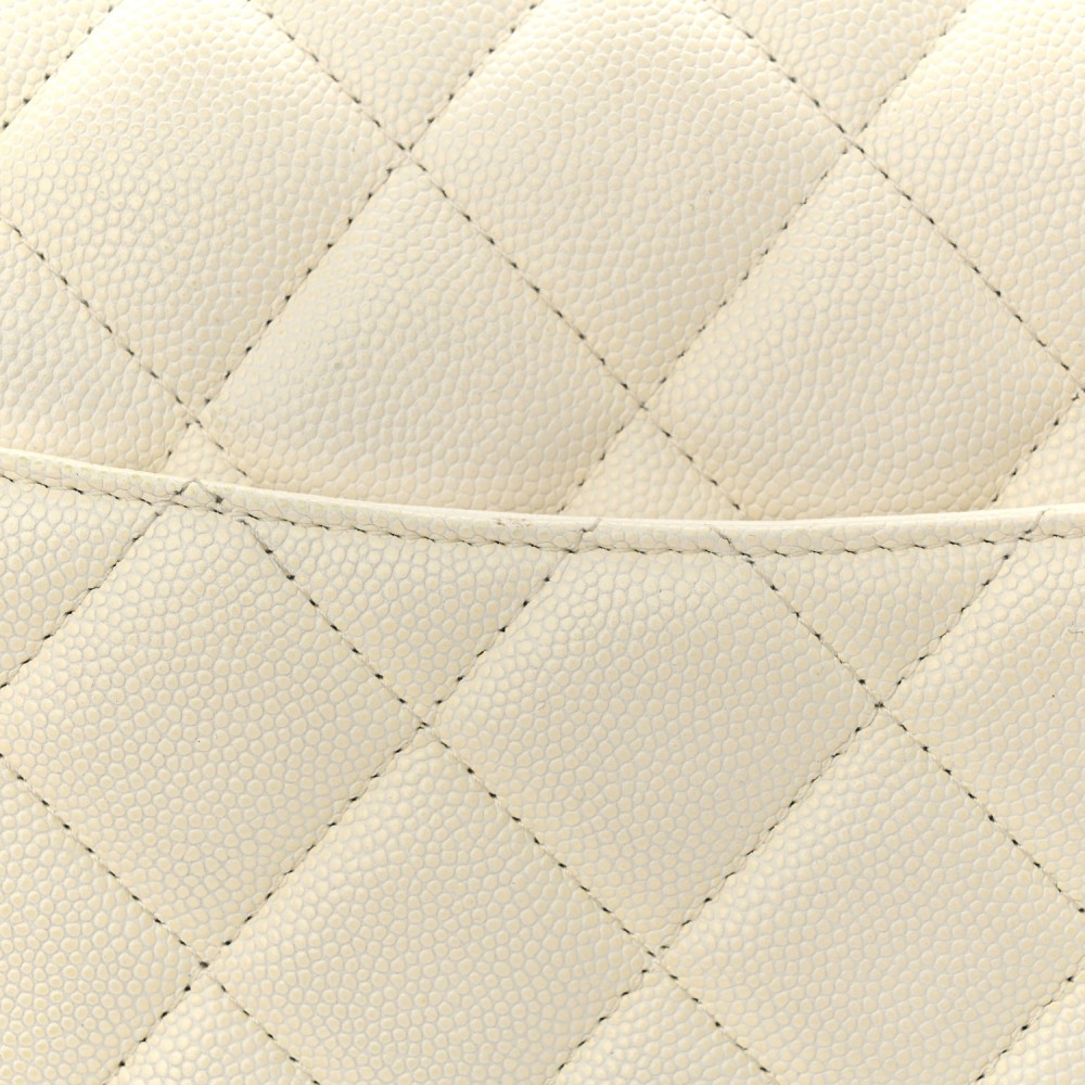 Caviar Quilted Jumbo Double Flap White