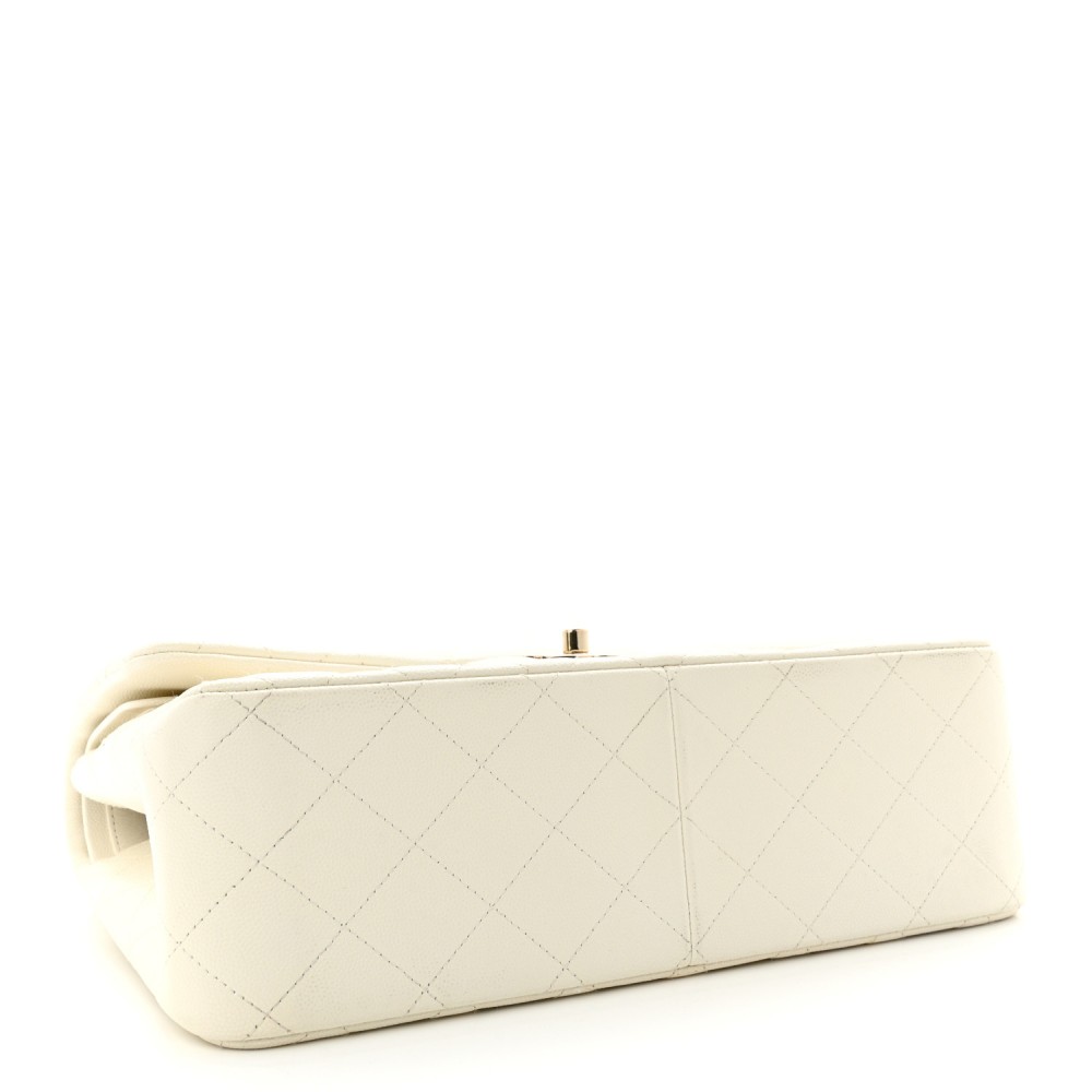 Caviar Quilted Jumbo Double Flap White