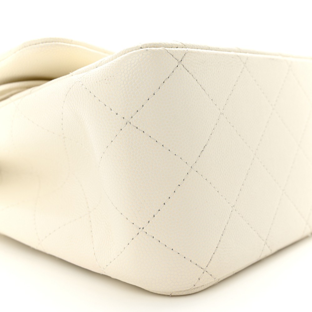 Caviar Quilted Jumbo Double Flap White