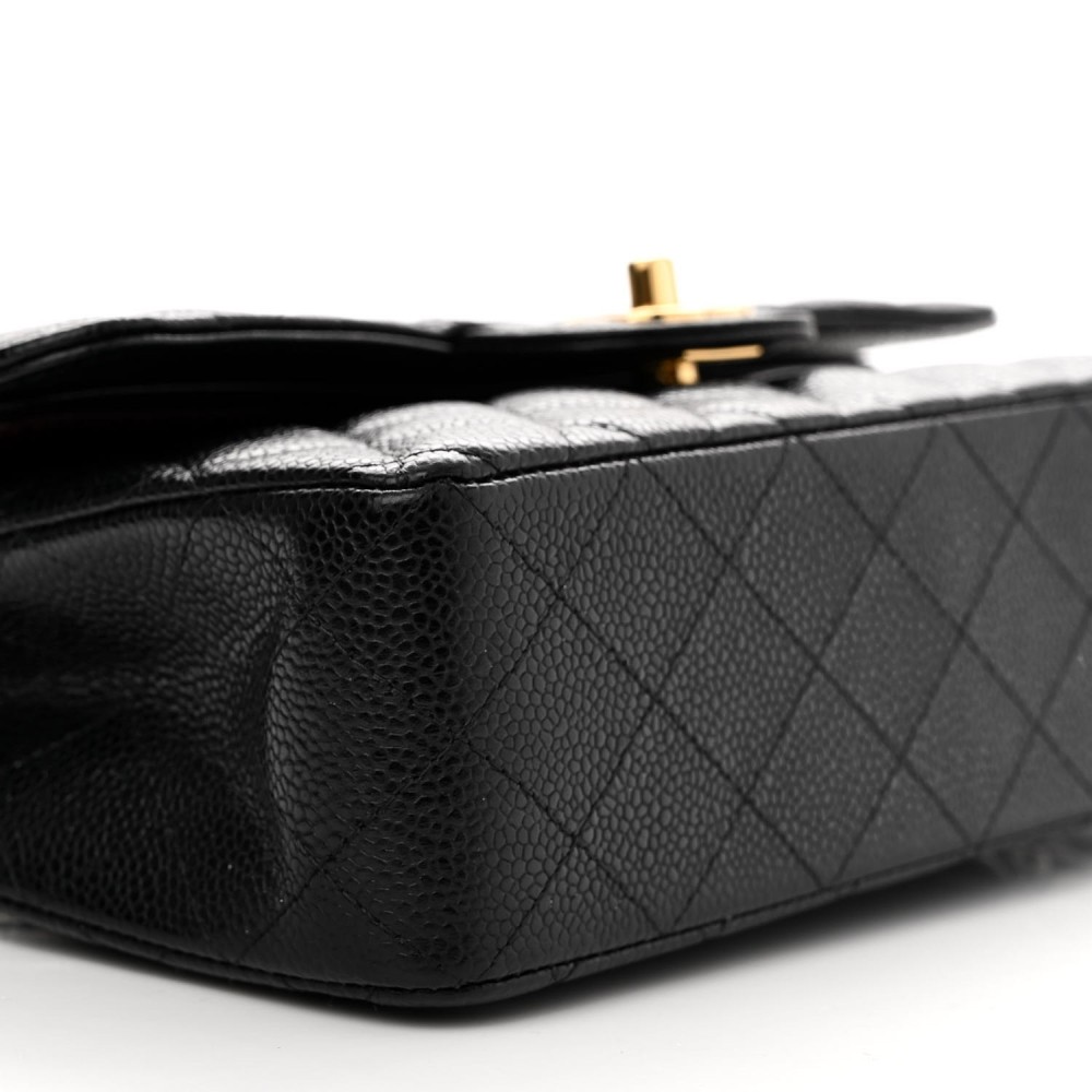 Caviar Quilted Small Double Flap Black