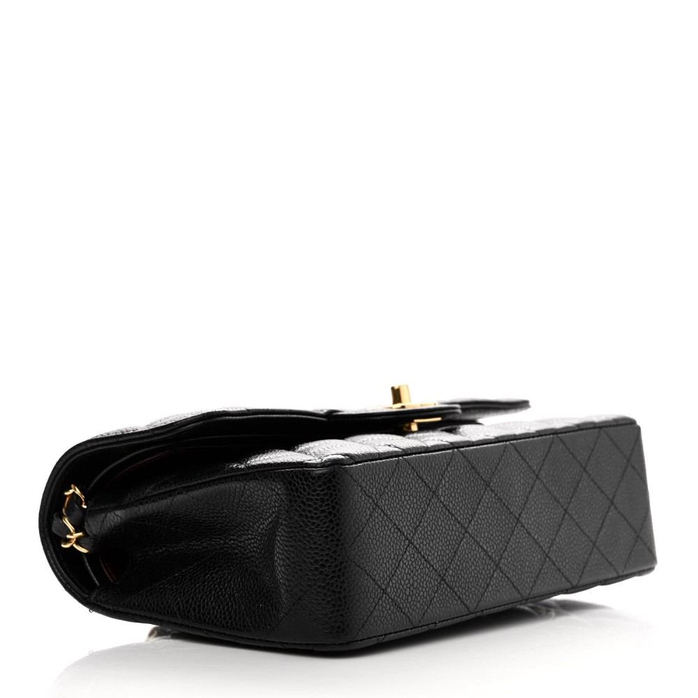 Caviar Quilted Small Double Flap Black