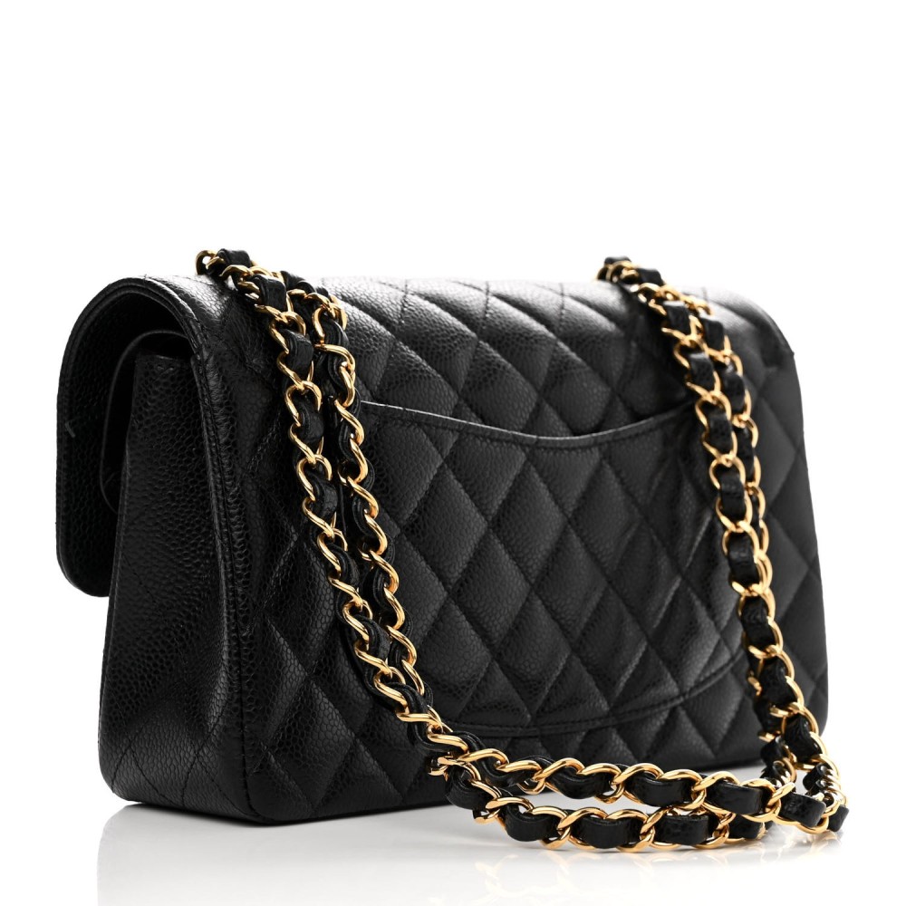 Caviar Quilted Small Double Flap Black