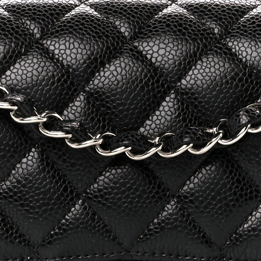 Caviar Quilted Medium Double Flap Black