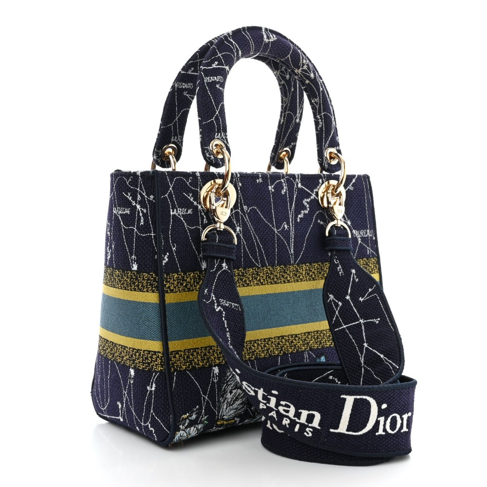 Canvas Embroidered Zodiac Medium Lady D-Lite Blue Multicolor