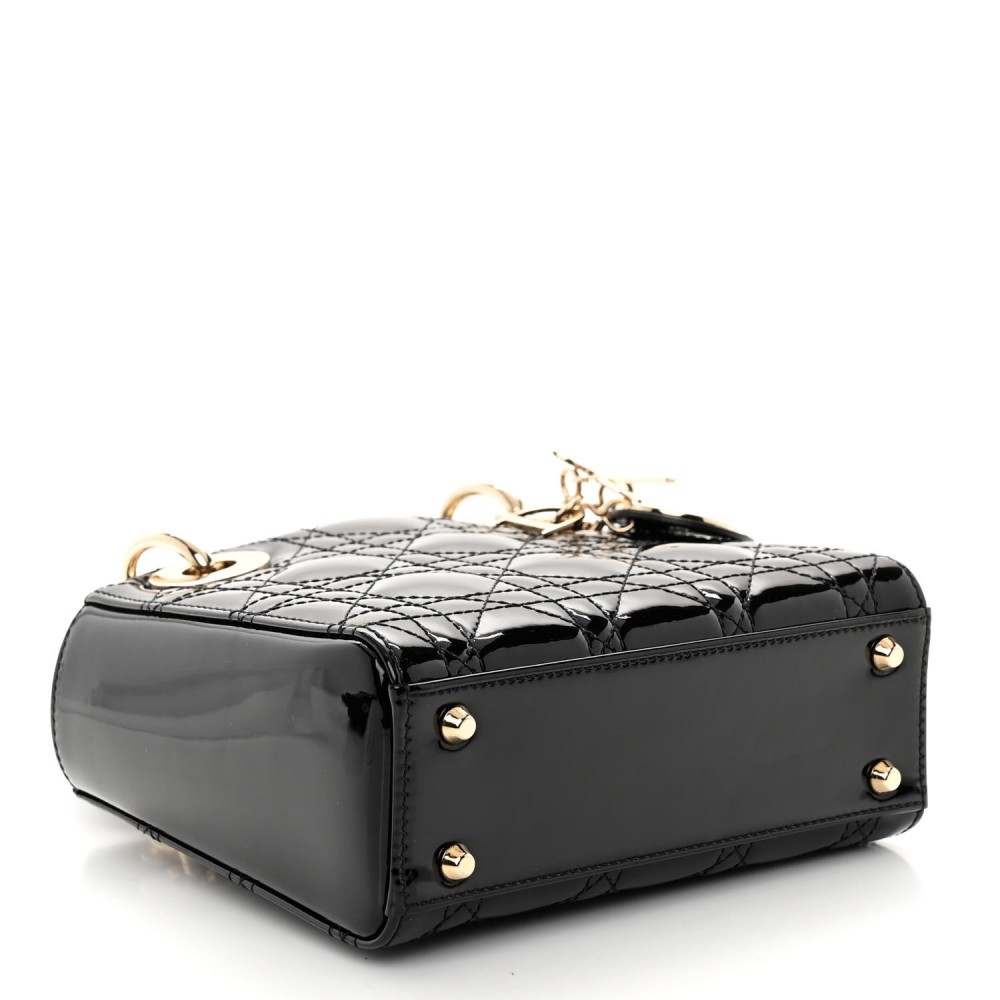 Patent Cannage Mini Lady Dior Black