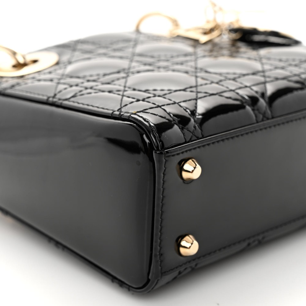 Patent Cannage Mini Lady Dior Black