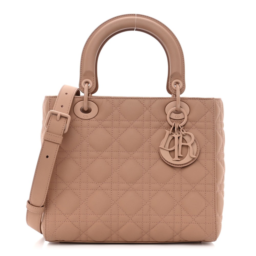 Ultra Matte Calfskin Cannage Medium Lady Dior Beige