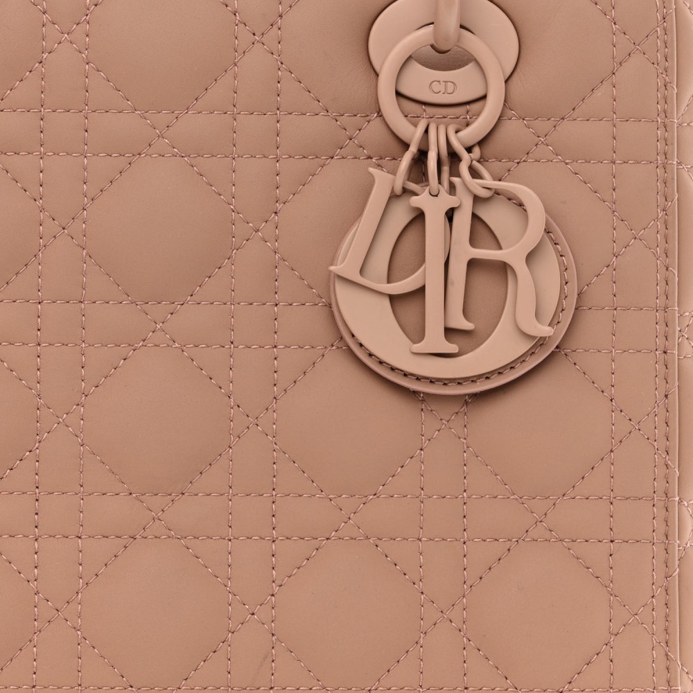 Ultra Matte Calfskin Cannage Medium Lady Dior Beige