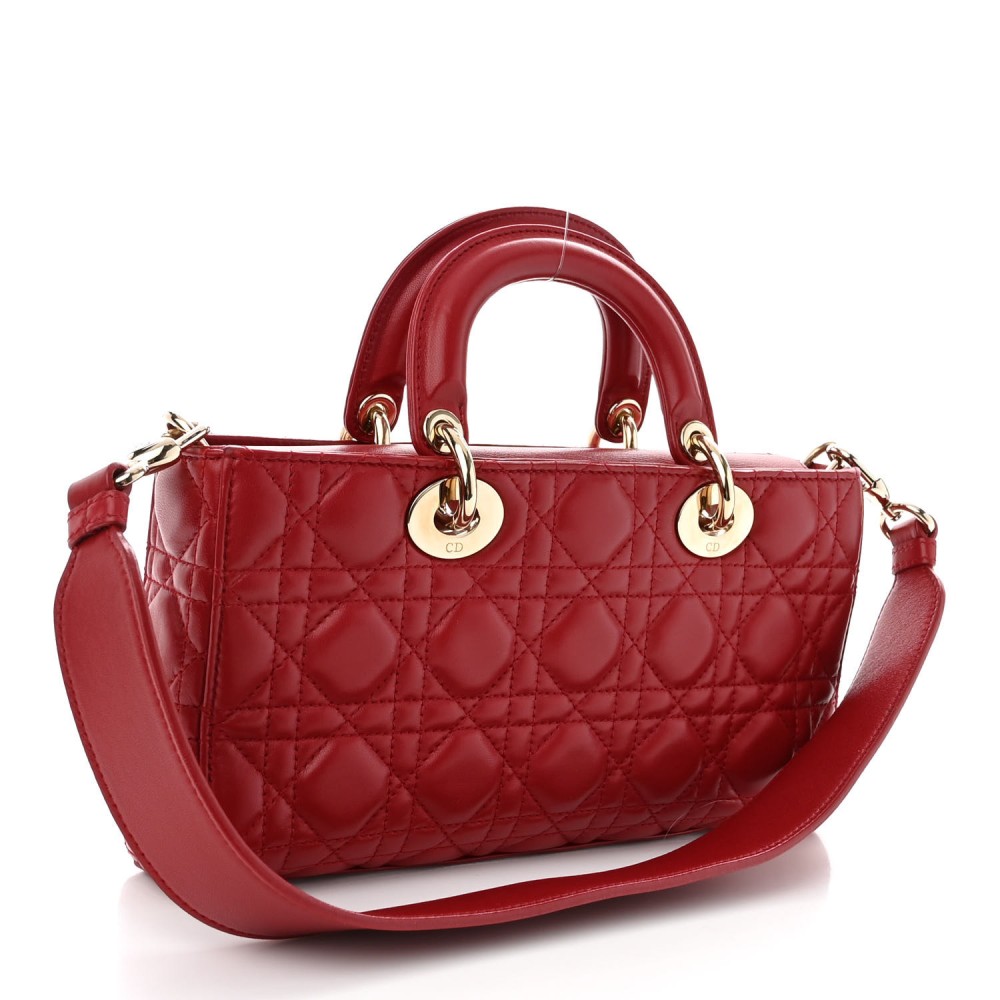 Lambskin Cannage Medium Lady D-Joy Red