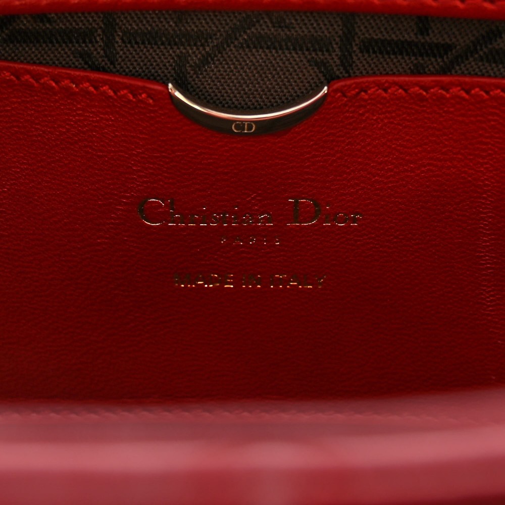 Lambskin Cannage Medium Lady D-Joy Red