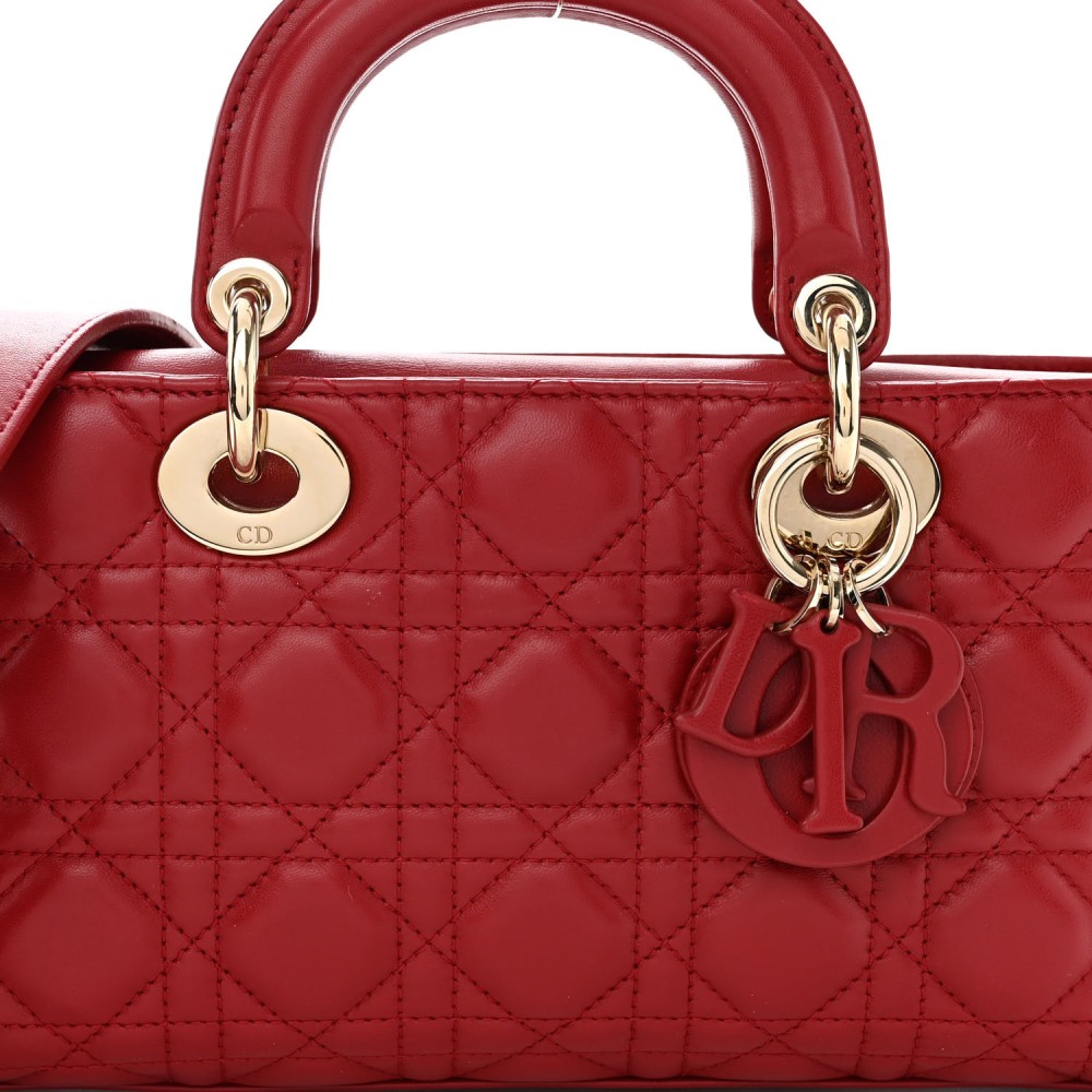 Lambskin Cannage Medium Lady D-Joy Red