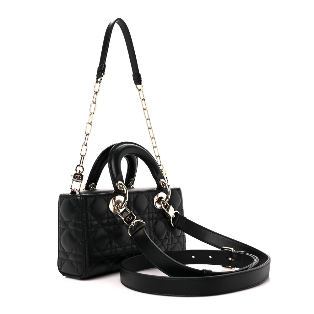 Lambskin Cannage Small Lady D-Joy Black