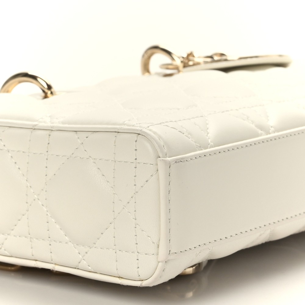 Lambskin Cannage Medium Lady D-Joy White