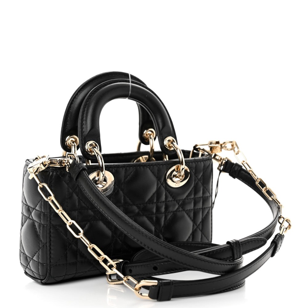 Lambskin Cannage Micro Lady D-Joy Black