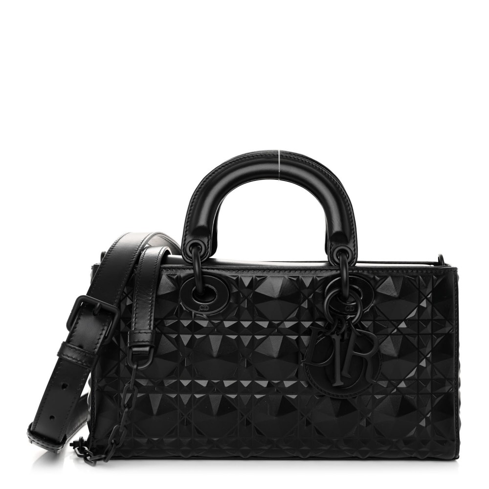 Calfskin Cannage Diamond Medium Lady D-Joy Black