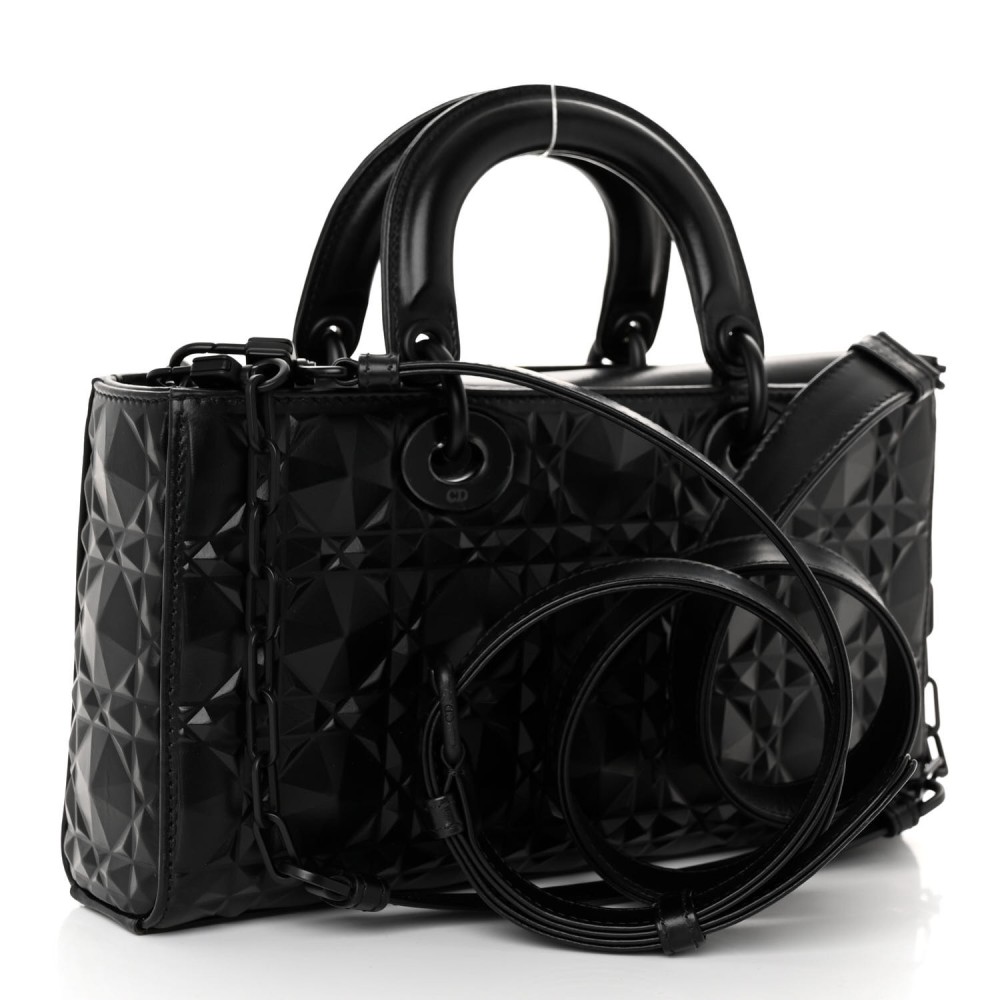 Calfskin Cannage Diamond Medium Lady D-Joy Black