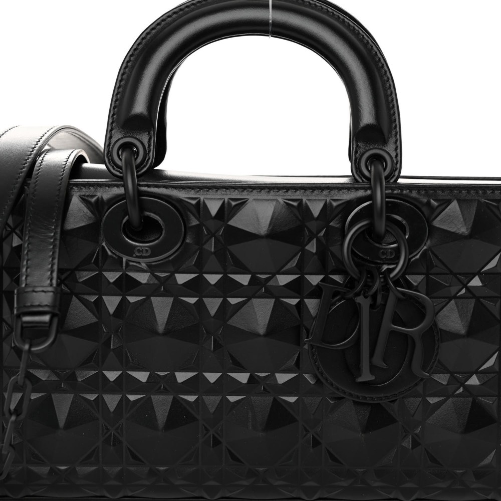 Calfskin Cannage Diamond Medium Lady D-Joy Black