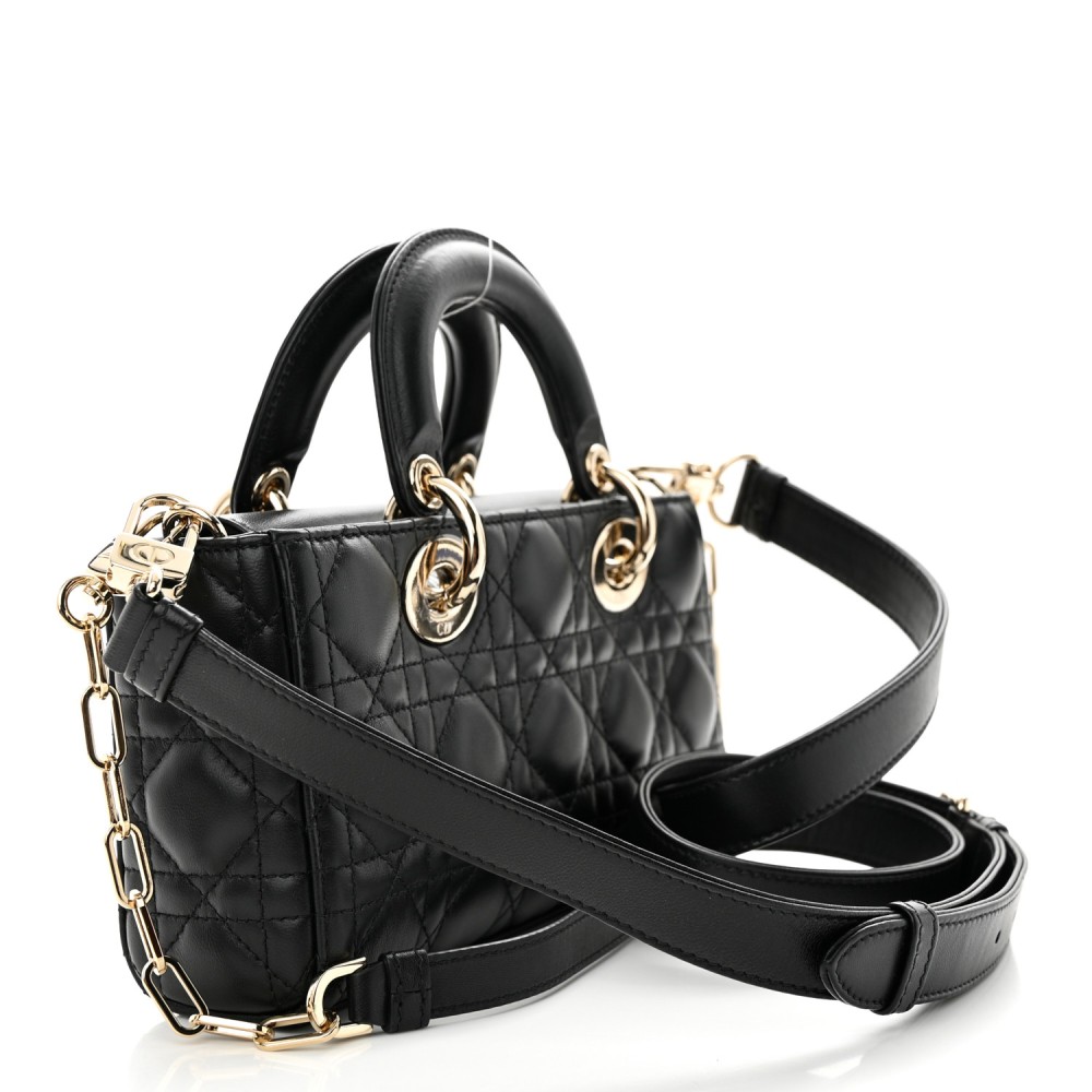 Lambskin Cannage Small Lady D-Joy Black