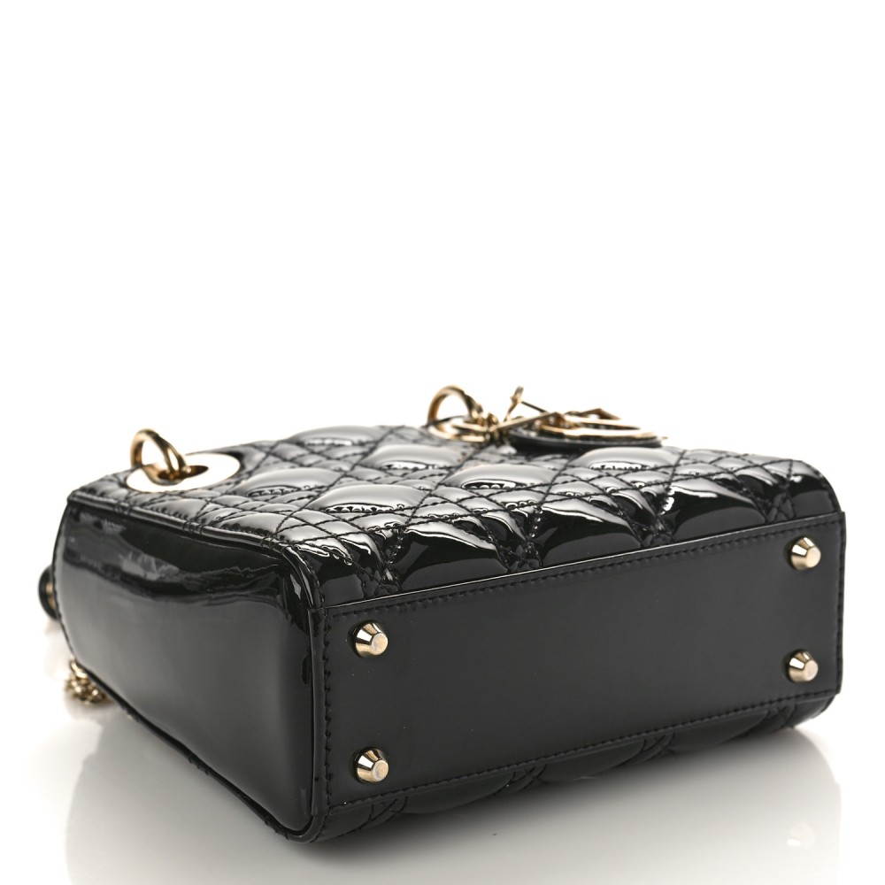 Patent Cannage Mini Lady Dior Black