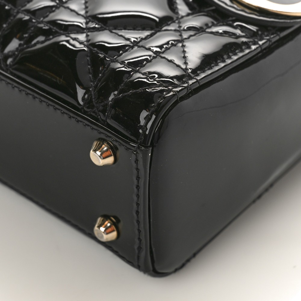 Patent Cannage Mini Lady Dior Black