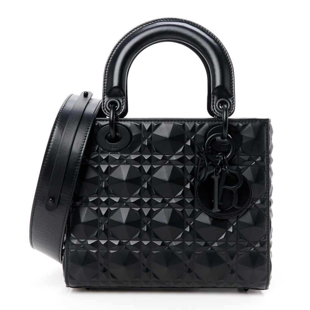 Calfskin Cannage Diamond Small My ABCDior Lady Dior Black