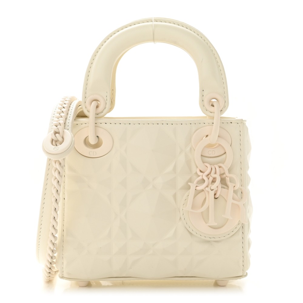 Calfskin Cannage Diamond Micro Lady Dior Latte