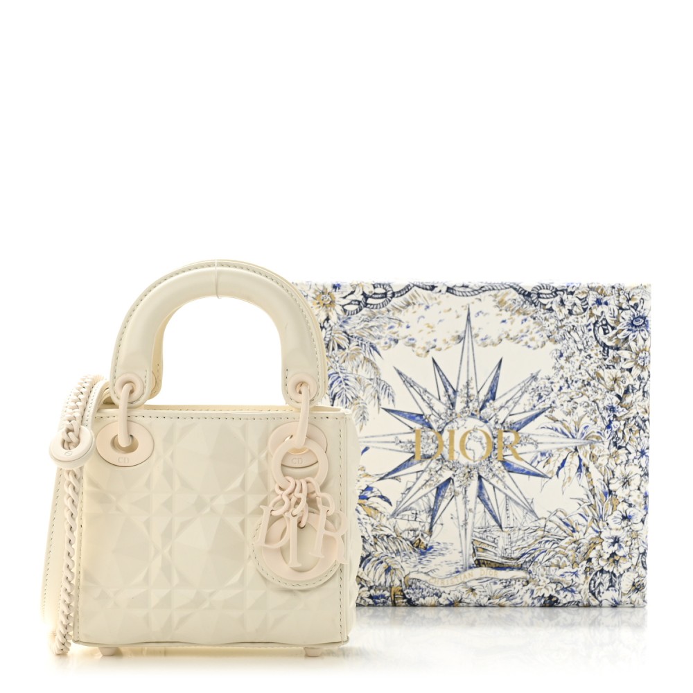 Calfskin Cannage Diamond Micro Lady Dior Latte