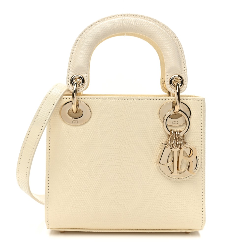 Lizard Mini Lady Dior White