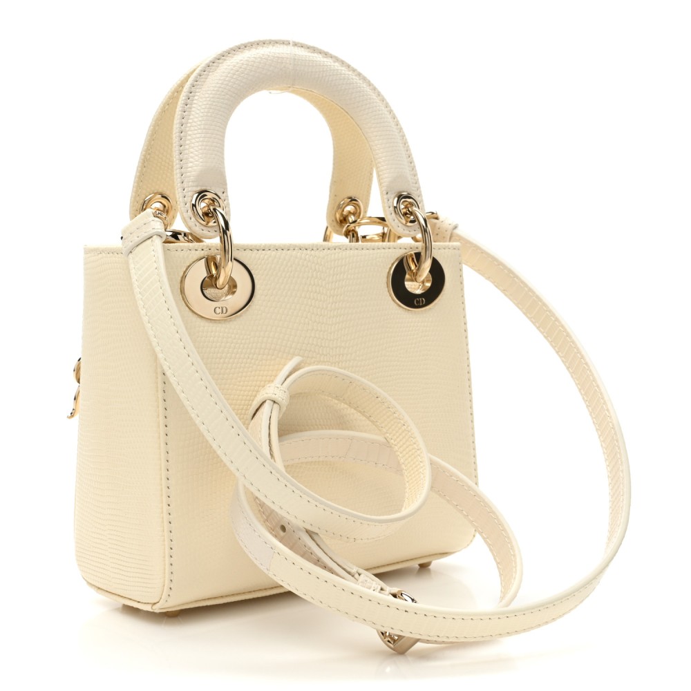 Lizard Mini Lady Dior White