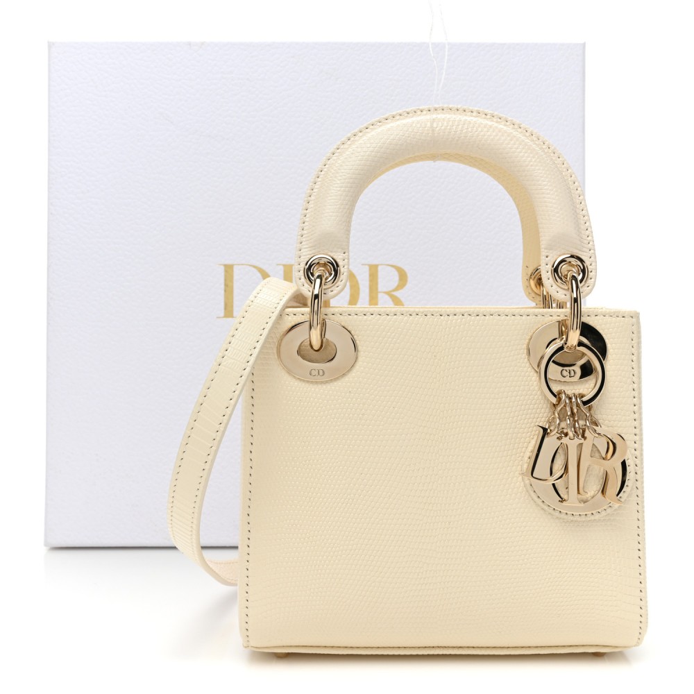 Lizard Mini Lady Dior White