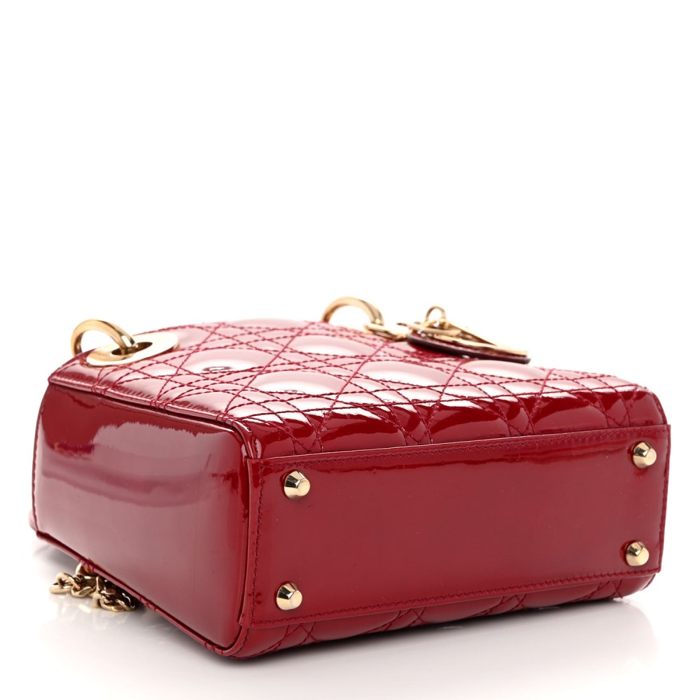 Patent Cannage Mini Lady Dior Red