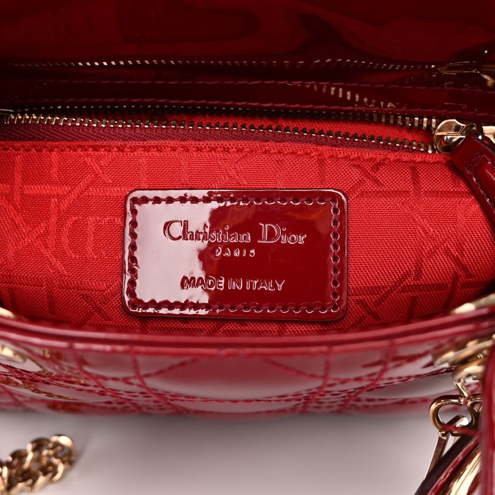 Patent Cannage Mini Lady Dior Red