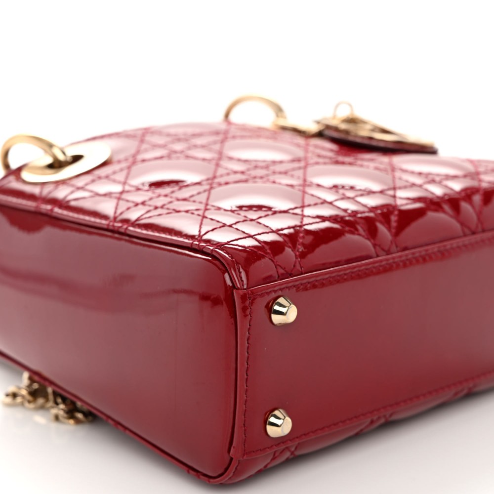 Patent Cannage Mini Lady Dior Red