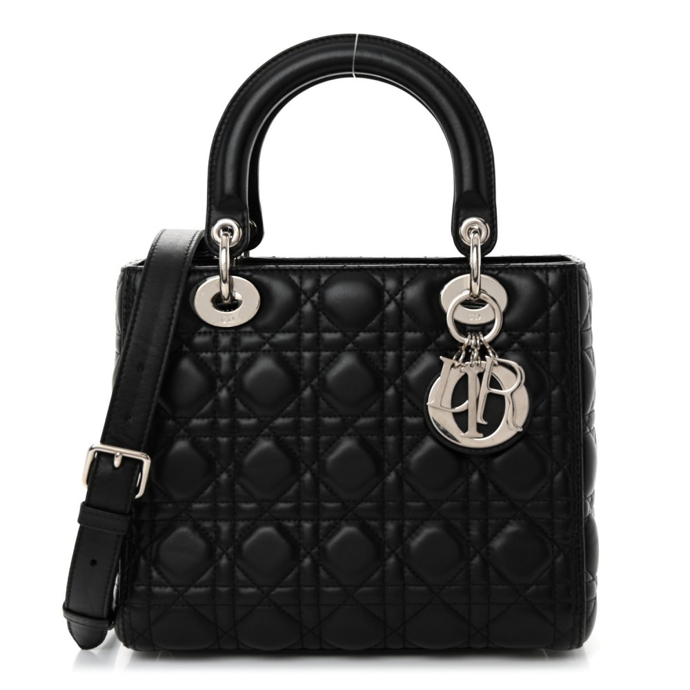 Lambskin Cannage Medium Lady Dior Black