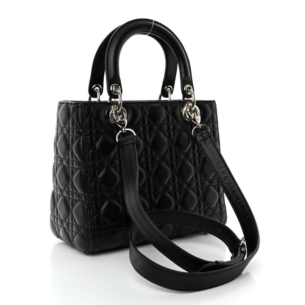 Lambskin Cannage Medium Lady Dior Black