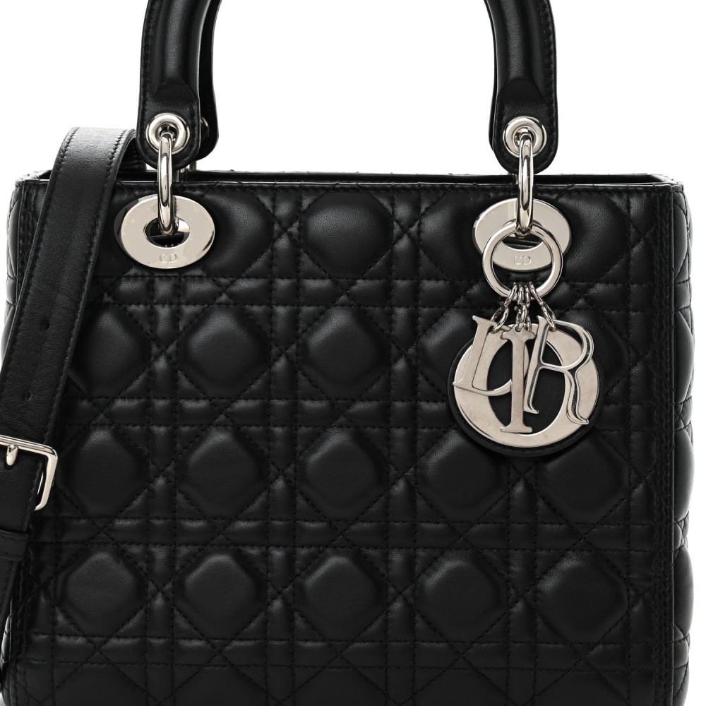 Lambskin Cannage Medium Lady Dior Black