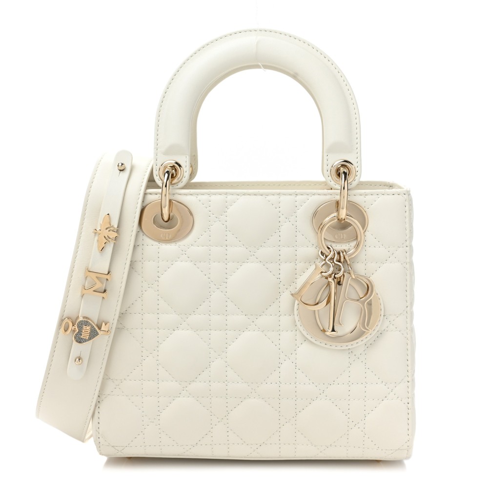 Lambskin Cannage Small My ABCDior Lady Dior White