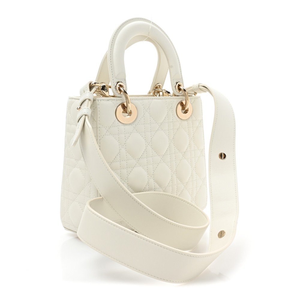 Lambskin Cannage Small My ABCDior Lady Dior White