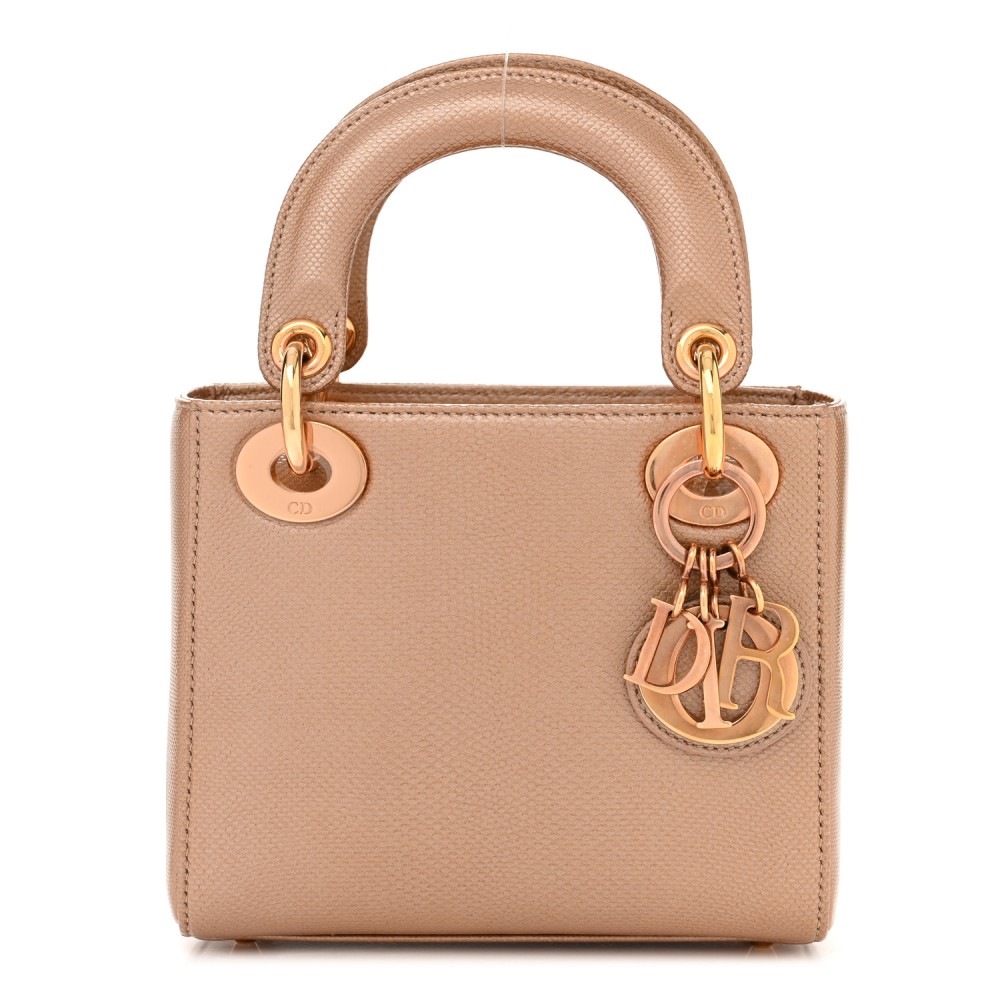 Lizard Mini Lady Dior Beige