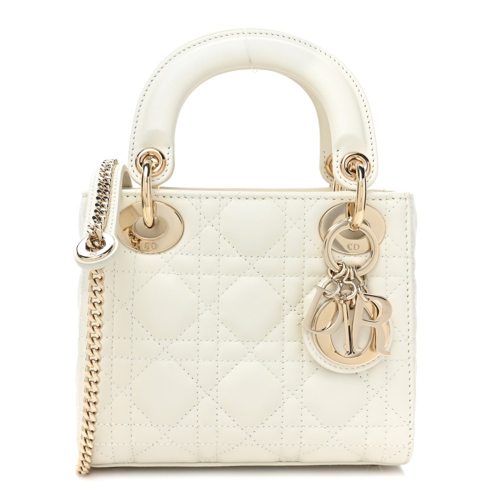 Lambskin Cannage Mini Lady Dior White