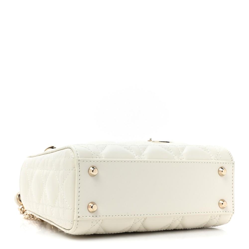 Lambskin Cannage Mini Lady Dior White